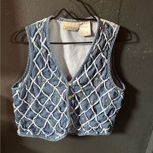 Blue Embroidered Flower Vest by Casey & Max